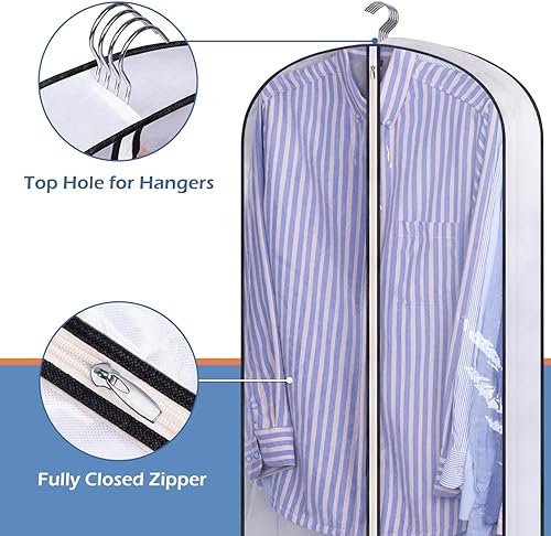 Vista 6 de SLEEPING LAMB Bolsas transparentes de 40 pulgadas para colgar ropa, almacenamiento de ropa, bolsas de traje reforzadas de 4 pulgadas para armario