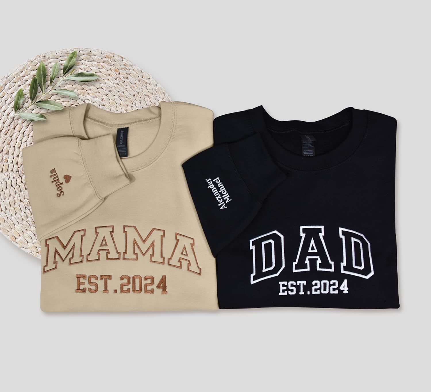 Custom Text Mama Dad Est Embroidered Sweatshirt Add Your Name on Sleeve Long Sleeve Personalized Embroidery Hoodie - Image 5