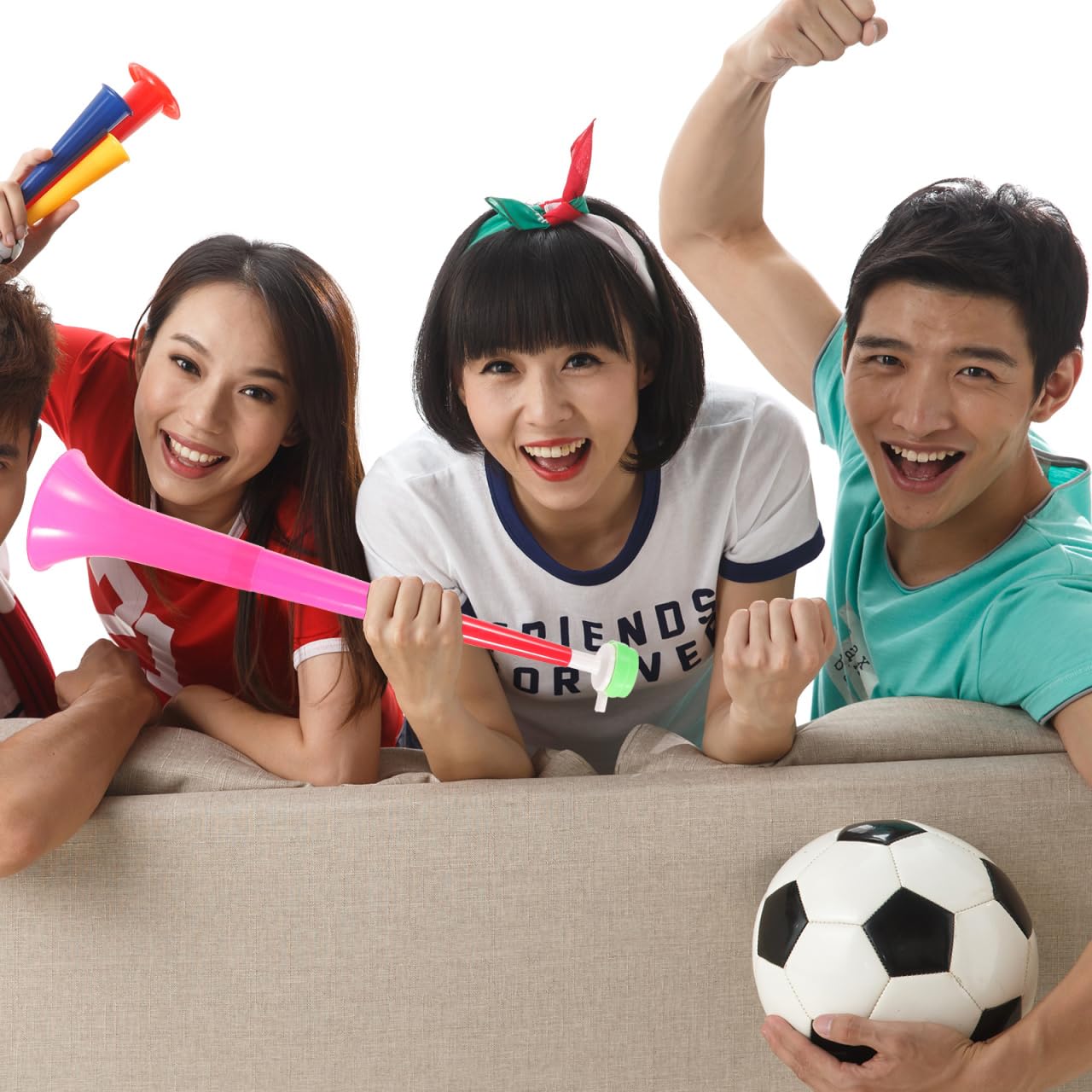 BESPORTBLE 4 trompetas para reuniones deportivas y juegos de fútbol, bocinas de animación fuertes y seguras para fiestas y eventos al aire libre, color aleatorio