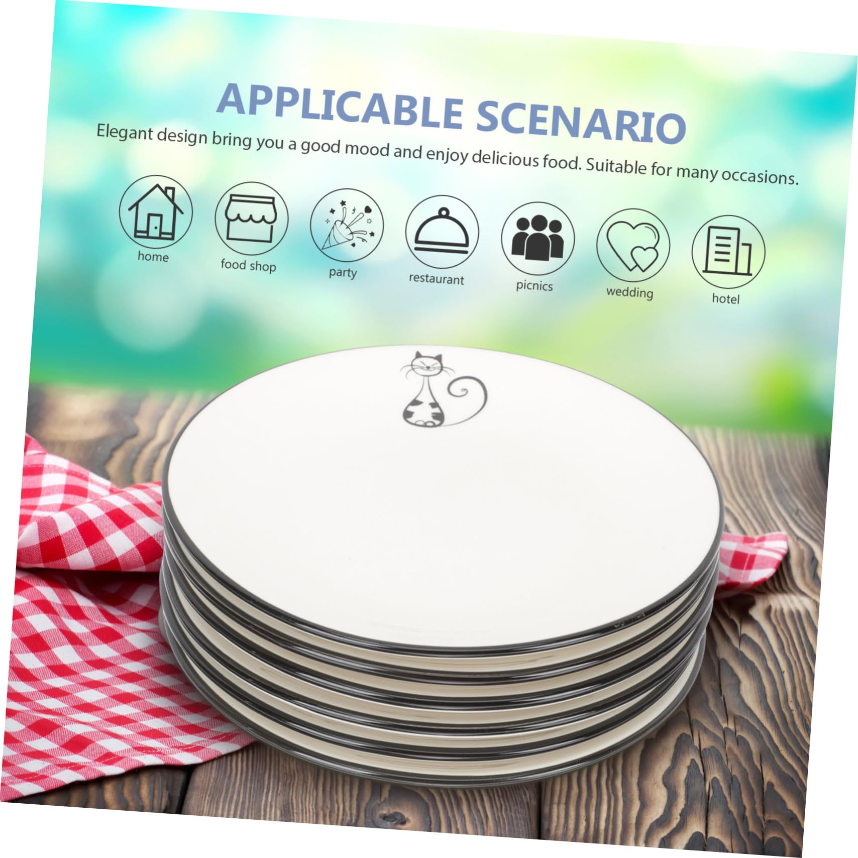 TOYANDONA Set da 6 Piatti in Ceramica Lisci e Lucidi Design Elegante e Forma Semplice, per Famiglie e Matrimoni, e Aspetto Raffinato Stili multipli