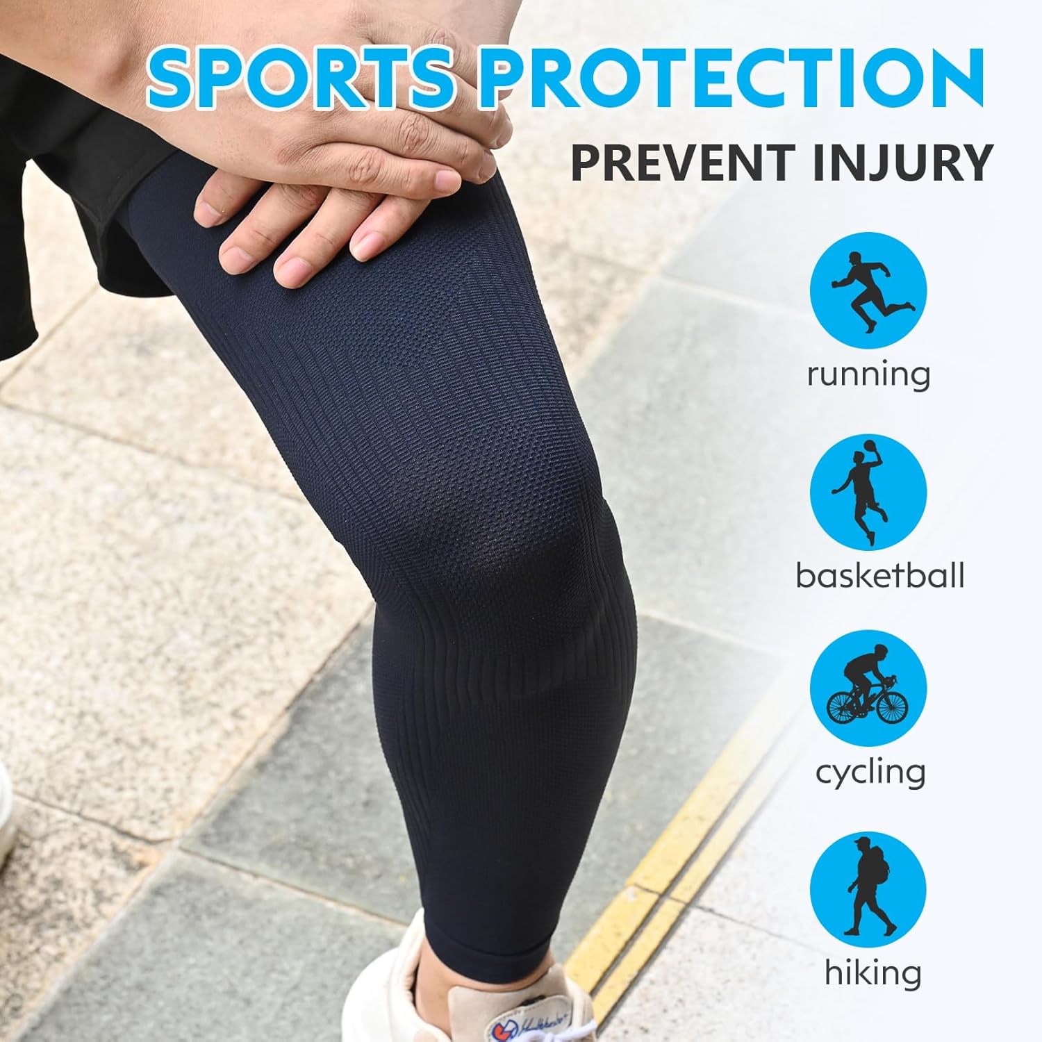 KEKING Full Leg Compression Sleeves, Unisex, Thigh High Compression Stocking 20-30mmHg Graduated Support for Thigh Calf Knee, Running, Basketball, Reduce Varicose Veins and Swelling, Navy Blue S - Image 5