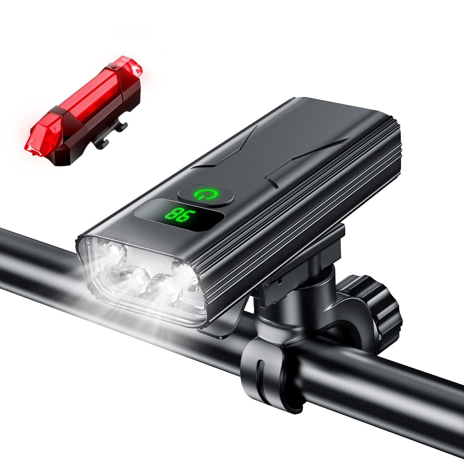 Amazon | 自転車 ライト 充電式 大容量 5600mAh 【5段階点灯モード 4つ 