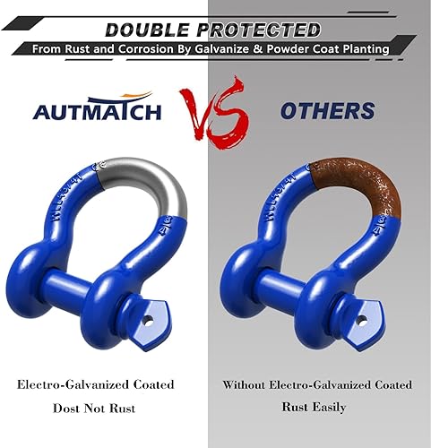 Vista 89 de AUTMATCH- 2 grilletes en D de 3/4 pulg, 41,887 Ib, resistencia a la rotura, tornillo de 7/8 pulg, pasador y grillete, aislante y arandelas, Negro