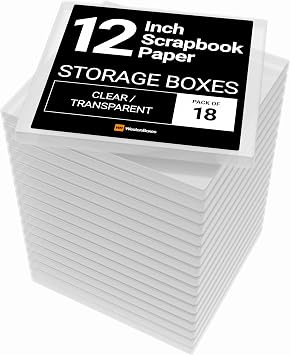 WestonBoxes 12x12 12.5 x 13.5 Inch / 31 x 33.5cm Plastic Storage Box for Scrapbooking and Paper Crafts - 2.6 Litre Volume Pack of 18