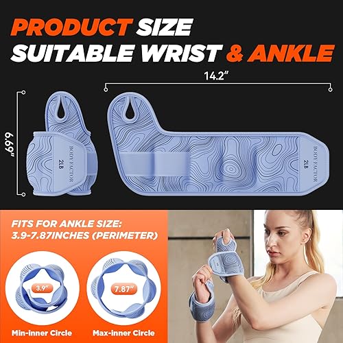 Miniatura 3 de Pesas de muñeca y tobillo para mujer, pesas para brazos y piernas para caminar, juego de 2 (1 libra, 2 libras, 3 libras, 4 libras, 5 libras cada