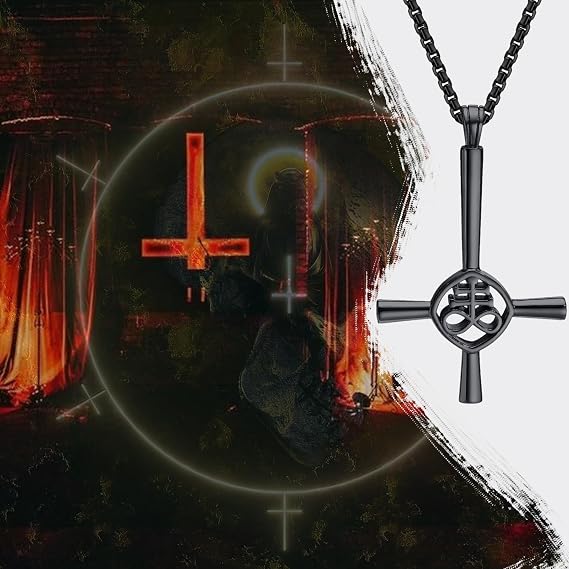 Inverted Cross Necklace, Men's Stainless Steel, Pendant, Inverted Leviasan, Satan, Simple, Stylish, Birthday, Christmas, Valentine's Day Gift