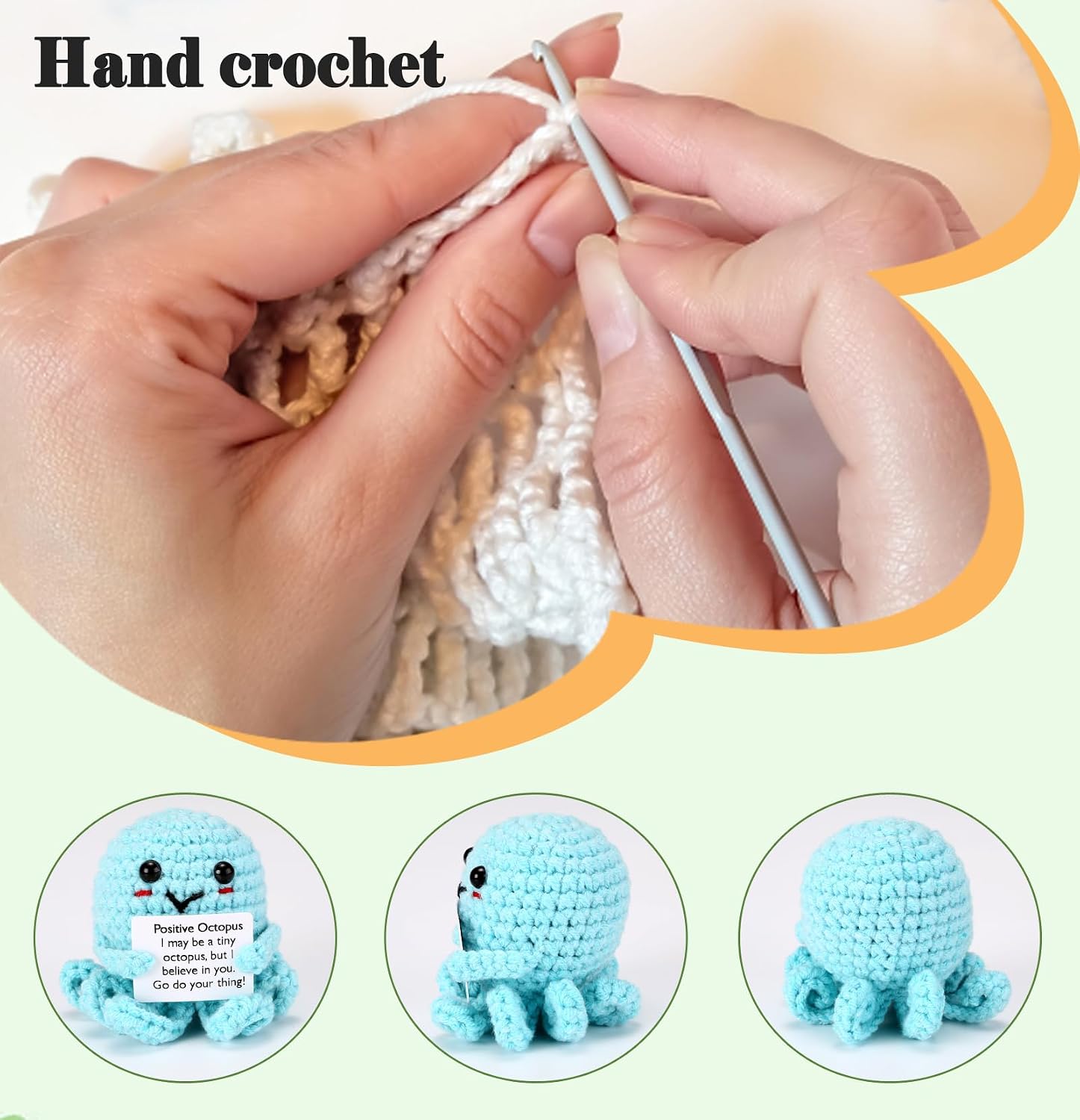 RovyFota Cute Crochet Animal,Teacher Appreciation,Sister Birthday Gifts,Positive Crochet Animals-Thank You Gifts for Women (Positive Octopus)
