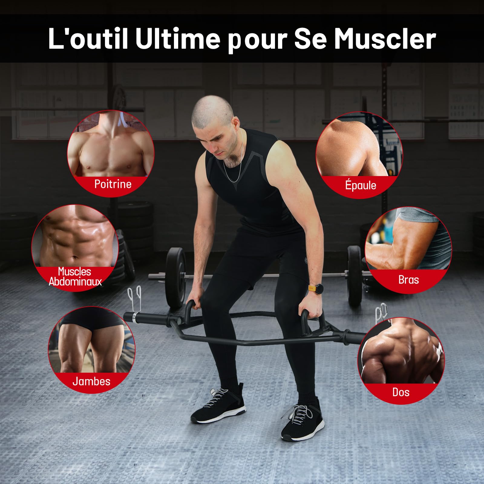 Barre hexagonale d'haltérophilie Barre de piège hexagonale de musculation gratui