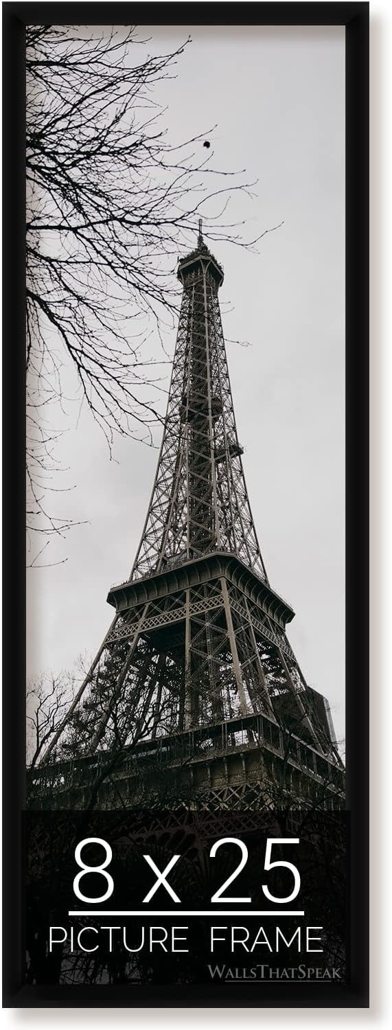 wallsthatspeak 8x25 Black Picture Frame for Puzzles Posters Photos or Artwork