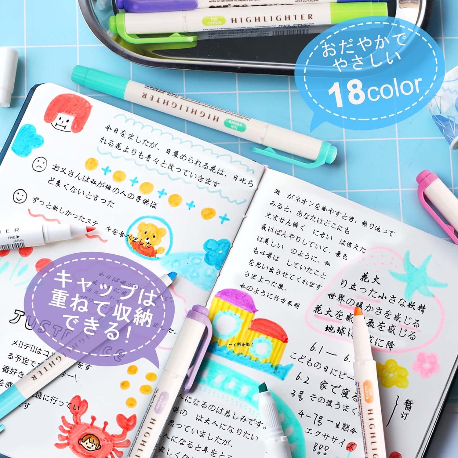 Zosxi Highlighters Rotulador fluorescente de doble extremo suave de