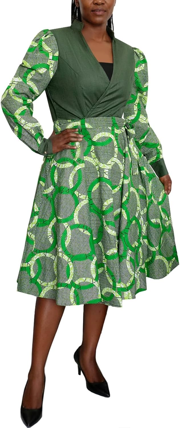 African Ankara Wrap Dress for Women Dashiki Print Formal Wedding Dress Plus Size Nigerian Clothes