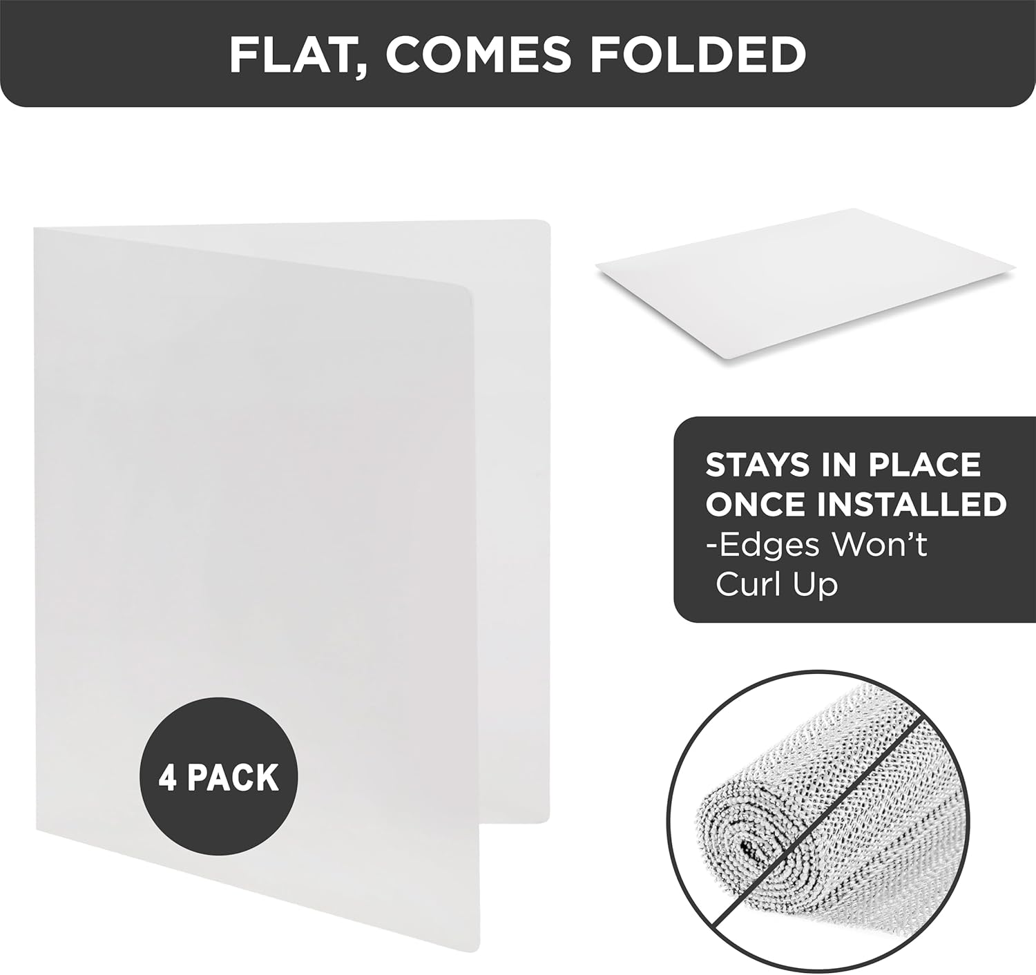 HOLDN' STORAGE Hard Plastic Liner for Pull Out Shelf, Fits Pull Out Cabinet Organizer 13" W x 20" L - Shelf Protector Liner, Clear Frosted - Pack of 4