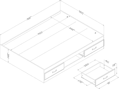 Miniatura 28 de South Shore Ulysses Twin Mates Cama Otoño Roble Fall Oak,Azul (Arándano),Roble de invierno.