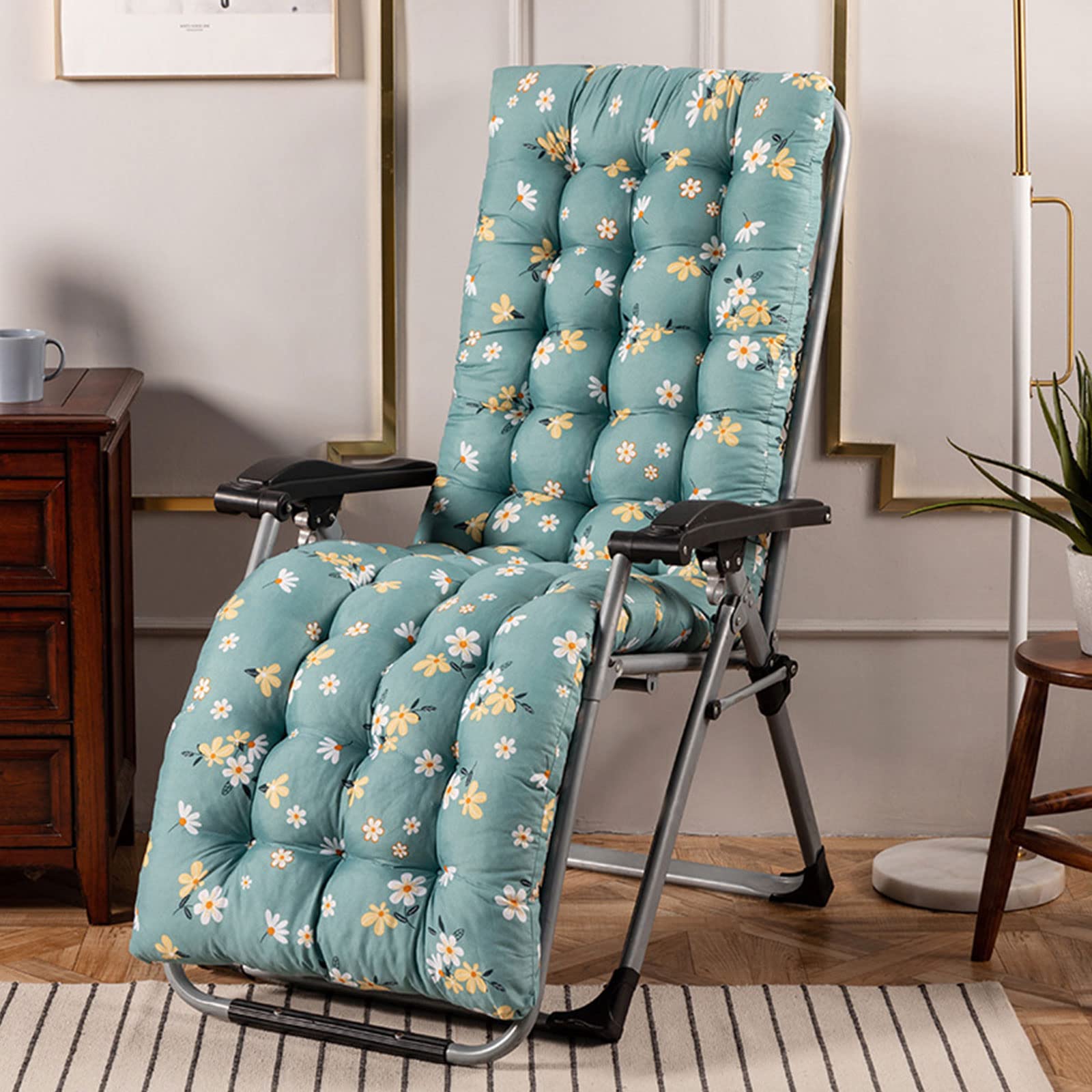 Sun Lounger Cushion Pad, Replacement Garden Recliner Chair Cushions, Thick Chair Pad Chaise Lounge Cushion for Travel Holiday Garden Indoor Outdoor,B,48 * 170cm