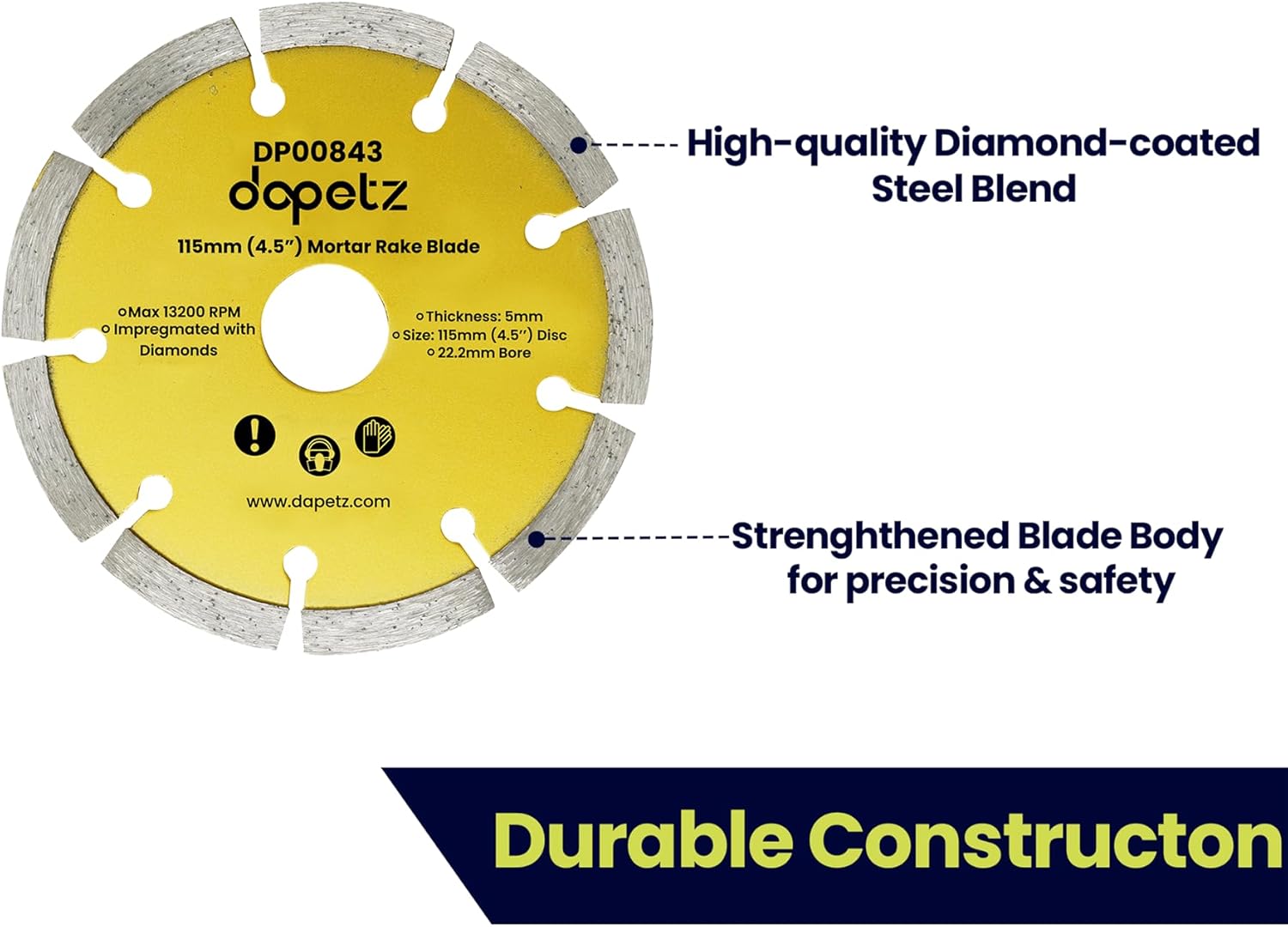 Dapetz Mortar Raking Disc/Diamond Pointing Raker Disc 115mm 4.5" Angle Grinder Blade