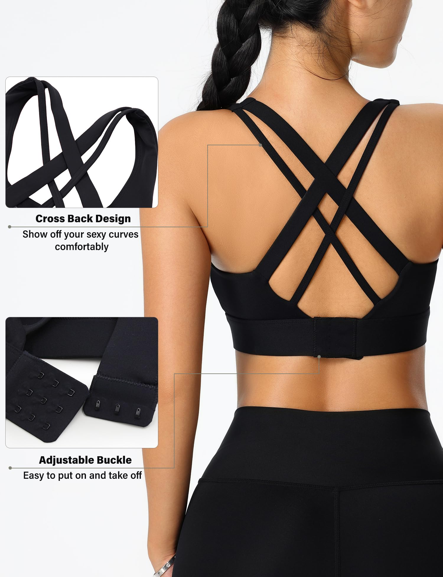 Soutiens-Gorge Sport Femme Forte Intensité Brassiere Pas de Rebond sans Armatures pour Fitness Yoga Tennis Course Sport Bra