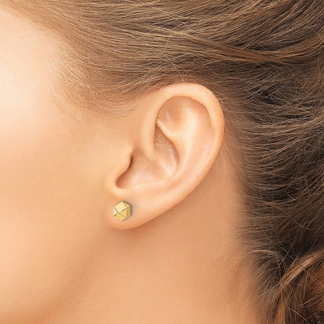 14k Solid Yellow Gold Polished Geometric Ball Post Earrings 5.6x5.6mm Wide Ball Earring for Women