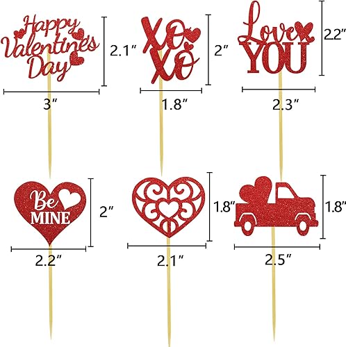 Miniatura 6 de Decoración para magdalenas con corazón para el día de San Valentín, para boda, aniversario, compromiso, despedida de soltera, recuerdos de fiesta