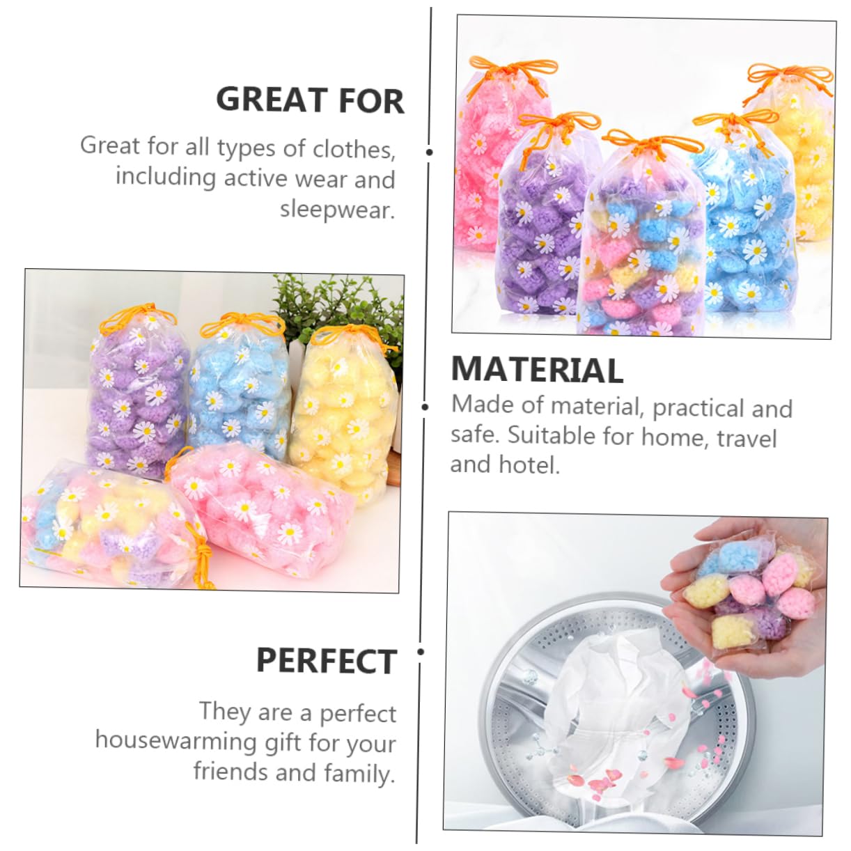 Aromáticas Para Lavandería Limpieza Fragancia Aditivos Para Aroma Duradero Y Fresco 60 Piezas*4