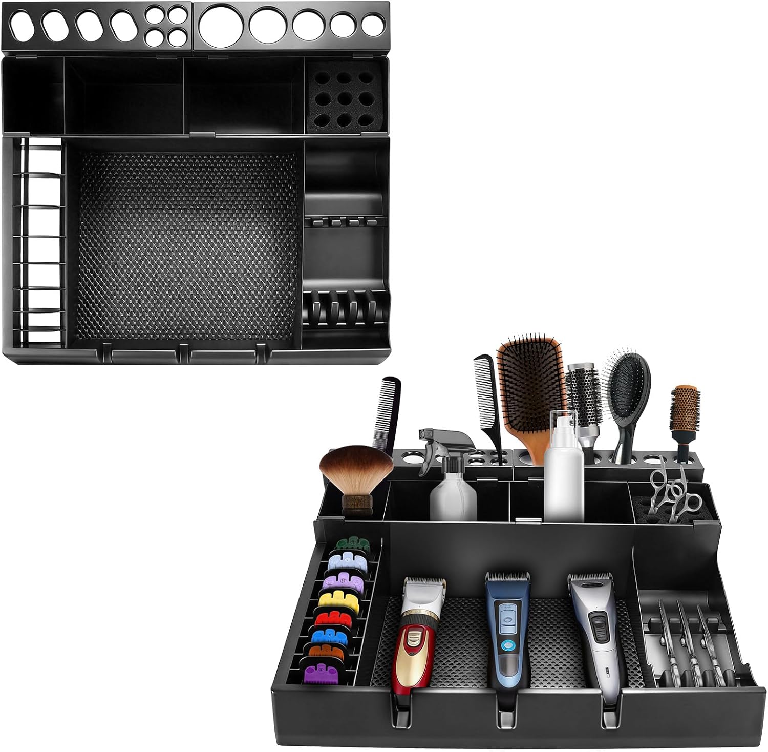 Barber Station Organizer, Barber Clipper Tray Organizer Storage Salon Grooming Station Hairstylist Organizer Clipper Guard Organizer Holder, Detachable Barber Tools Organizer Barber Accessories