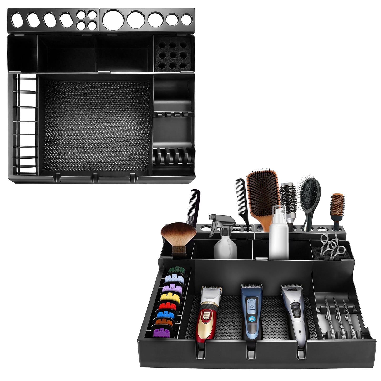 Barber Station Organizer, Barber Clipper Tray Organizer Storage Salon Grooming Station Hairstylist Organizer Clipper Guard Organizer Holder, Detachable Barber Tools Organizer-image-25