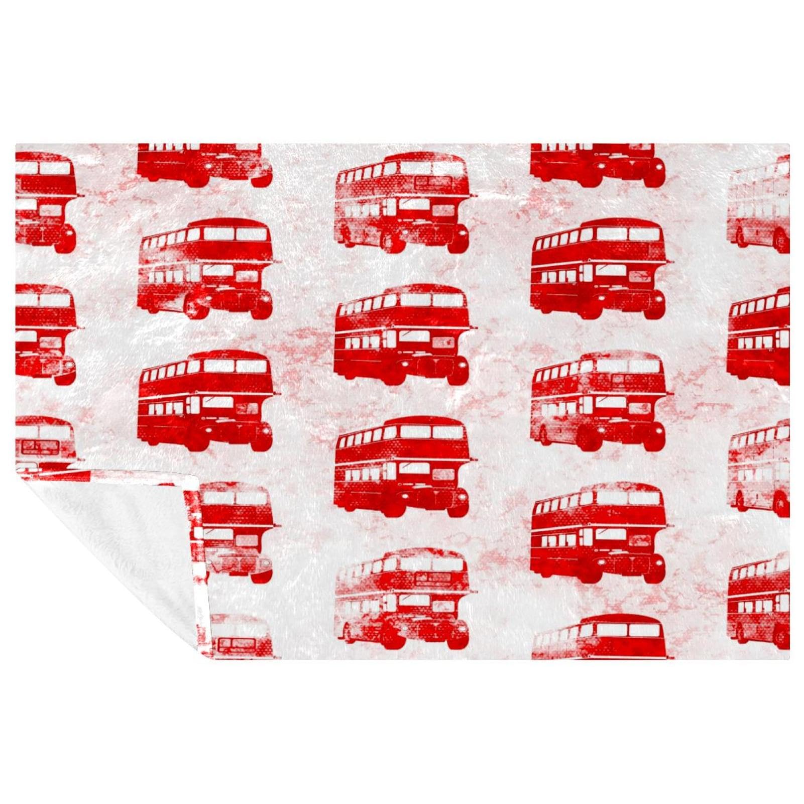 Couverture bus londonien pour remplacer les plaids rêches et lourds sur le lit ou canapé 150x100