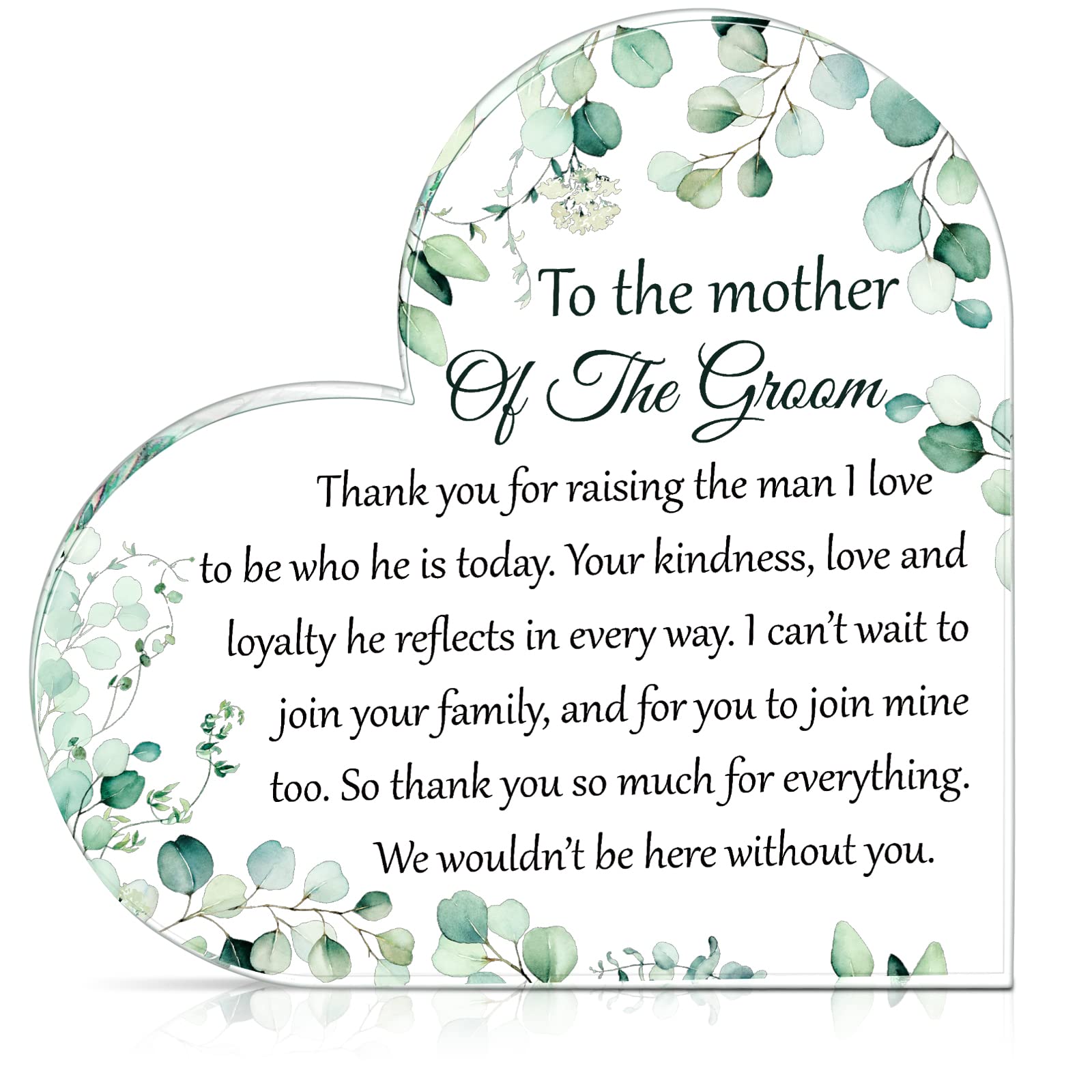 Mother of the Groom Wedding Gifts from Bride Heart Acrylic Gifts for Mother in Law from Daughter in Law Thank You for Raising the Man I Love to Be Who He Is Today Mom Gift Keepsake Ornament Gift