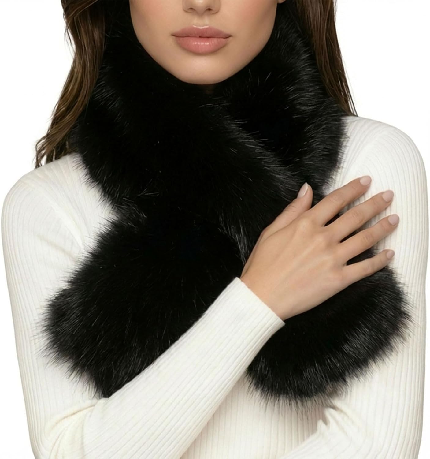 Fur Collar Scarf for Women Neck Warmer Scarf Fluffy Fur Scarves Thanksgiving Christmas Gifts for women