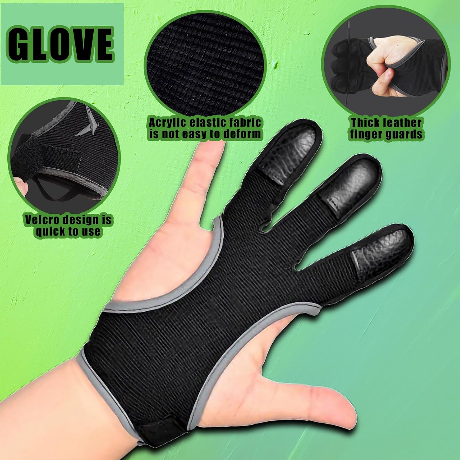 4Pcs Archery Protective Gear Bundle for Beginner Target Shooting | Archery Leather arm guard & gloves, back quiver, rubber arrow puller, adjustable fit, universal size, for target practice