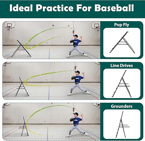 Miniatura 5 de LIANTRAL Red de rebote de béisbol, entrenador de rebote ajustable para fútbol, voleibol, sóftbol y lacrosse, rebote plegable portátil para práctica