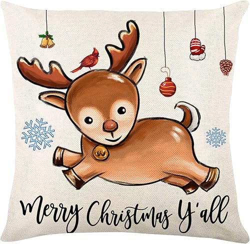 Muised Funda de almohada de Navidad, fundas de almohada de invierno, fundas de asiento de sofá, automóvil, casa de campo, 18 x 18 pulgadas, fundas