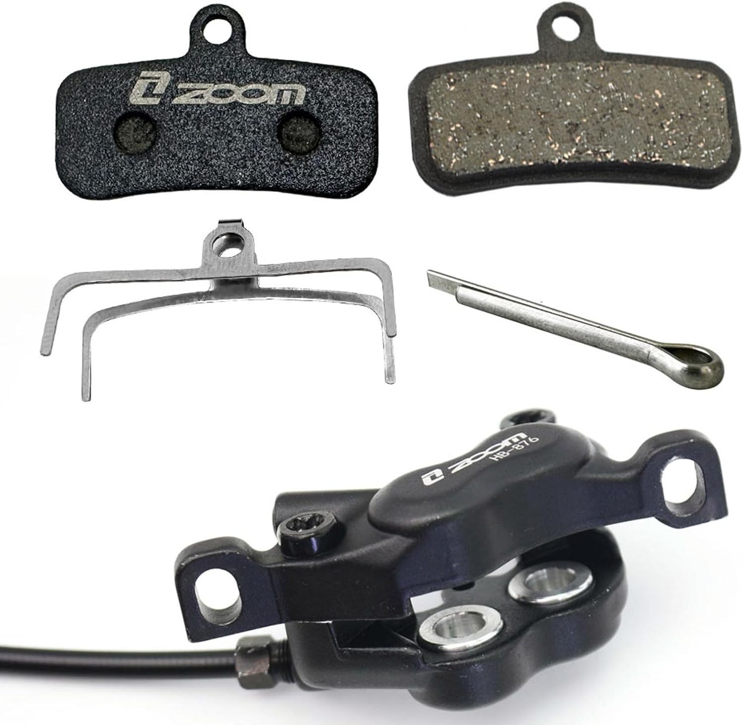 JFOYH zoom HB876 4-Piston Pre-Bled Hydraulic Disc Brake Set and 2 Pairs Brake Pads