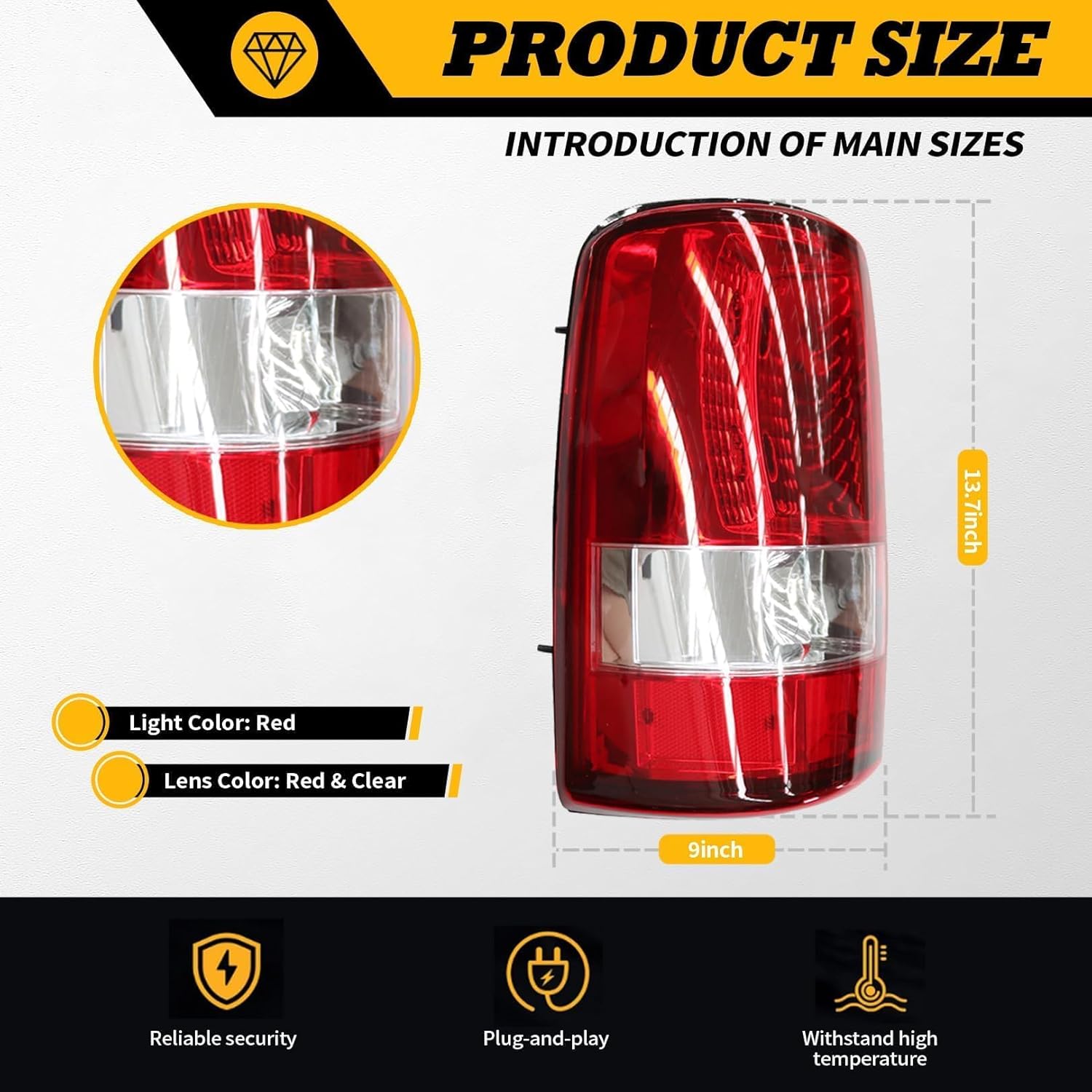 Tail Light W/O Bulbs Compatible with 2000-2006 Suburban 1500 2500 Tahoe Yukon Rear Brake Light GM2819199 GM2801170