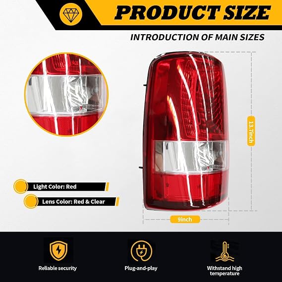 Tail Light W/O Bulbs Compatible with 2000-2006 Suburban 1500 2500 Tahoe Yukon Rear Brake Light GM2819199 GM2801170