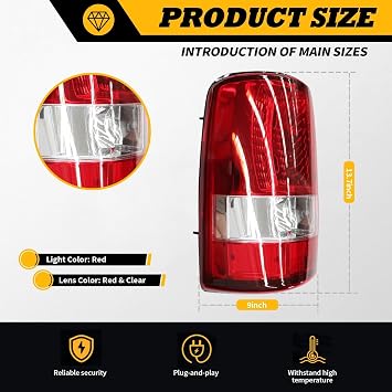Tail Light W/O Bulbs Compatible with 2000-2006 Suburban 1500 2500 Tahoe Yukon Rear Brake Light GM2819199 GM2801170