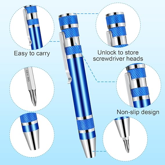 YUXIANLB 4 Pieces Pen Screwdriver, 8 In 1 Multitool Pen Set Pocket Screwdriver Mini Tools Magnetic Multi Screwdriver Pen Precision Function Crossing Flathead Screwdriver Mini Gift for Adults