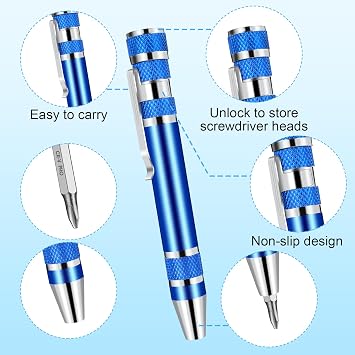 YUXIANLB 4 Pieces Pen Screwdriver, 8 In 1 Multitool Pen Set Pocket Screwdriver Mini Tools Magnetic Multi Screwdriver Pen Precision Function Crossing Flathead Screwdriver Mini Gift for Adults