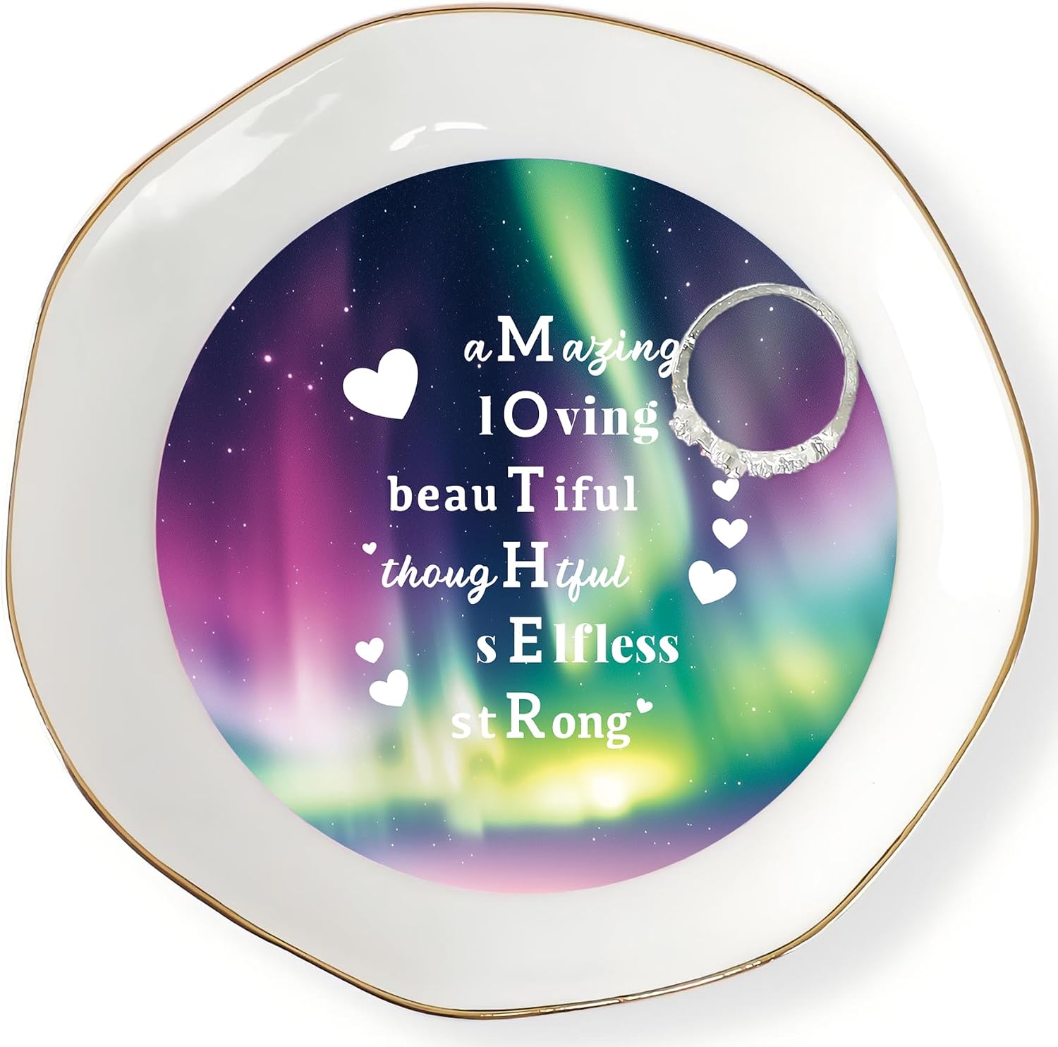 HOME SMILE Friend Chritian Gifts for Women Jewelry Ring Dish Tray with Dynamic Butterfly&Flower Pattern Shifts,A Sweet Friendship Refresh the Soul-Best Friend BFF Birthday Graduation Retirement Gifts