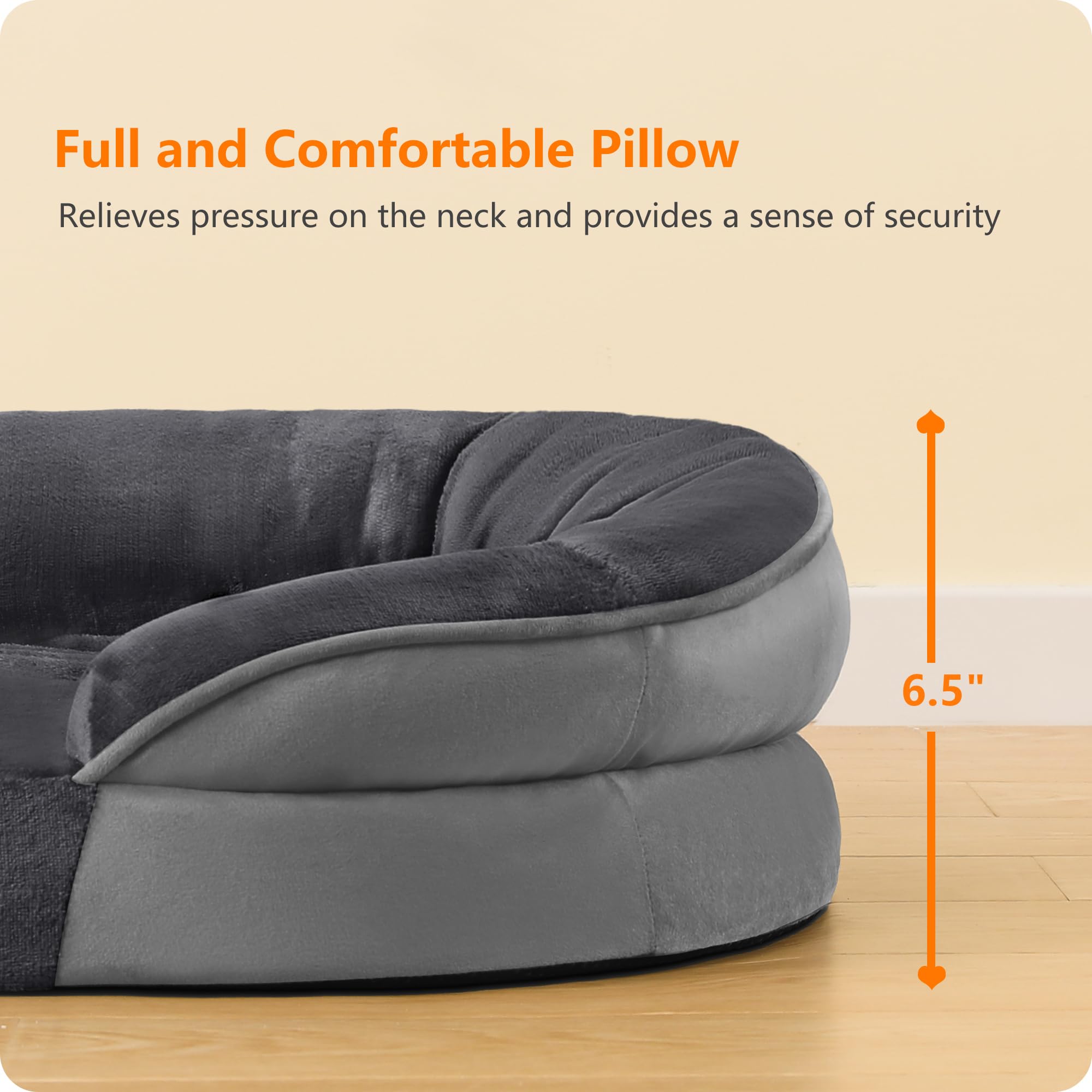 Dwanton Cama ortopédica para perros grandes, sofá impermeable con soporte de espuma de huevo, cama lavable para mascotas con cojín de refuerzo de cuatro lados, con funda extraíble y parte inferior