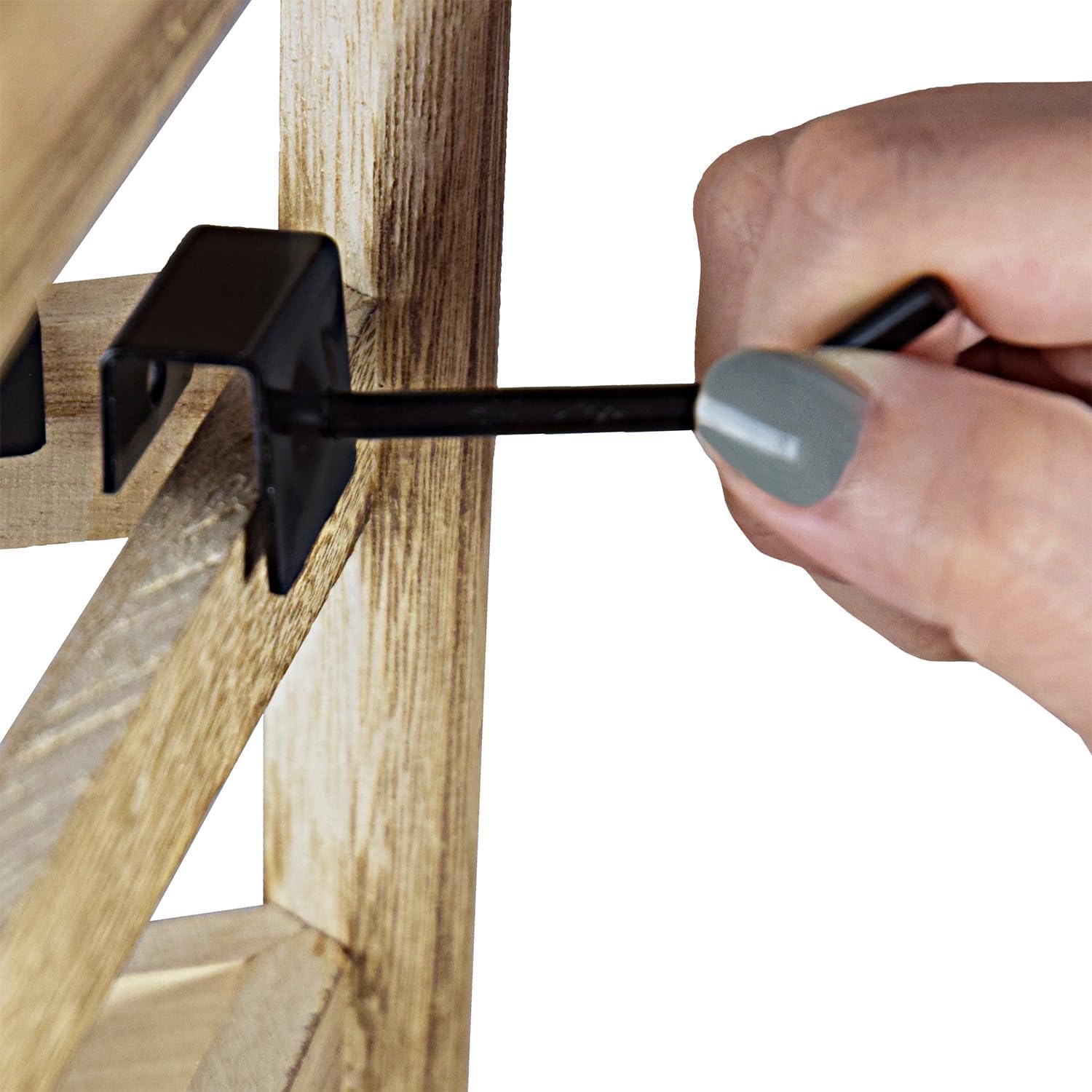 Ikee Design Wooden Jewelry Display Rack with 20 Removable Metal Hooks, Earring Card Display Holder Stand for Earring Cards, Necklaces, Bracelet, Keychain Stand, Oak Color - Image 5