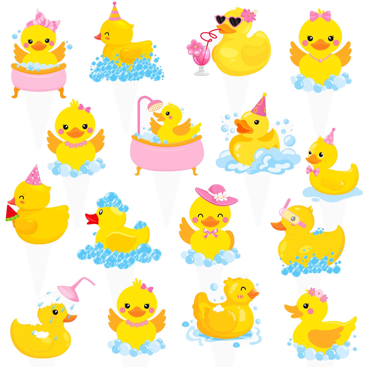 CANDY CHEF Duck Party Cupcake Toppers 48Pcs Rubber Duck Birthday Decorations Cake Toppers for Girls
