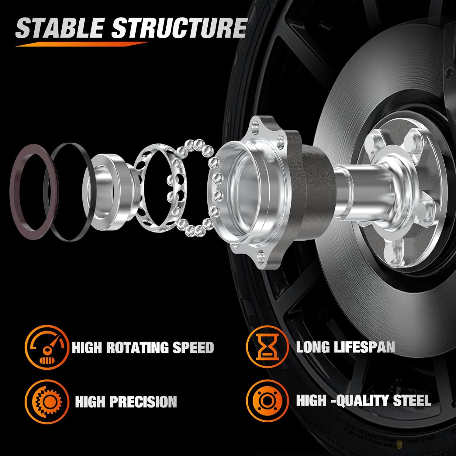 Nilight Rear Wheel Bearing and Hub Assembly for Subaru Forester 2014 2015 2016 2017 2018, Impreza 2012-2019 2020-2021, Crosstrek 2016-2021, XV Crosstrek 2013-2015 with 5-Lug, OEM 512518 - Image 3