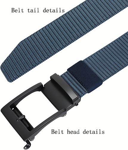 Vista 3 de Bullko Cinturón de nailon para hombre, correa ajustable sin trinquete para golf