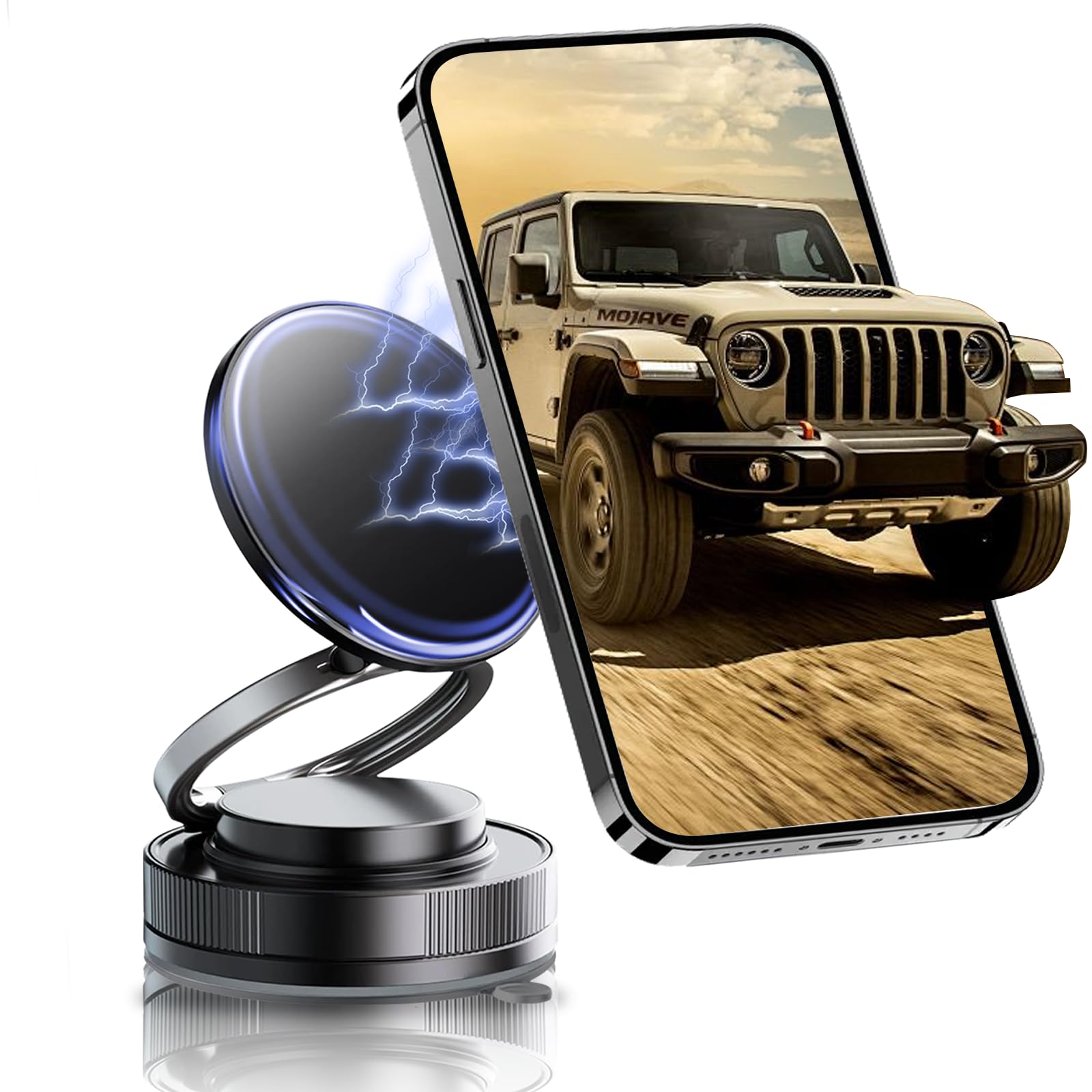 Portacellulare Auto Vuoto,Rotazione 360°, Magnet N55 Per Magsafe iPhone 16/15/14/13/12, Adatto Per Strade Dissestate E Dossi