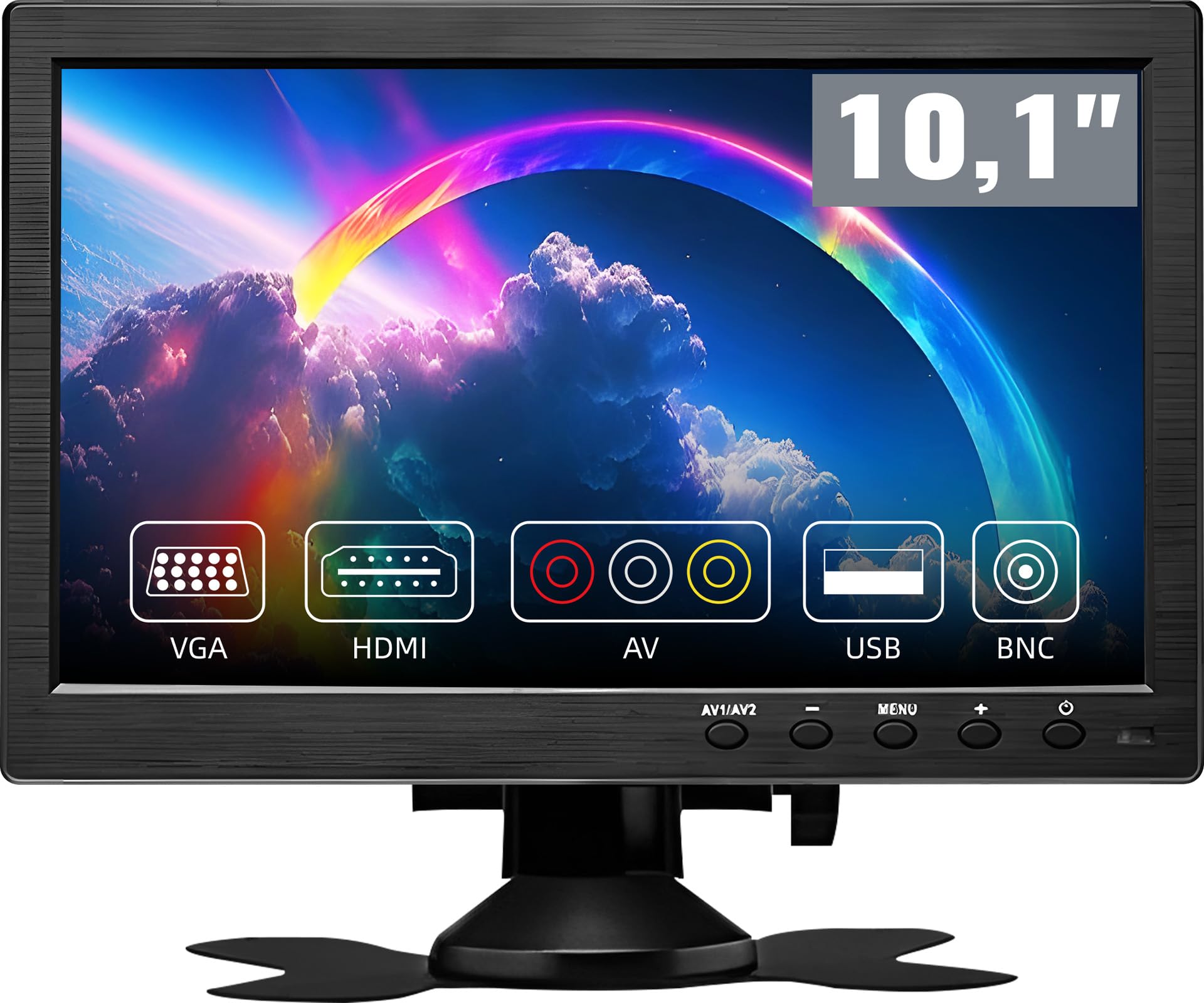 CAMECHO 10.1 Pollici HD CCTV Monitor, LCD a Colori 1024x600 VGA HDMI BNC AVI Ingresso PC DVR Monitor di Backup dell'automobile E schermo di sicurezza domestica