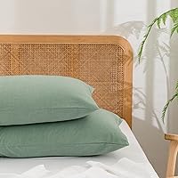 Vista 13 de BESTOUCH Funda de almohada 100% algodón lavado para cabello y piel, tacto de lino, suave, cómoda, transpirable, juego de 2 fundas de almohada