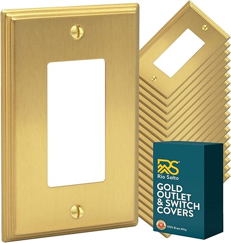Vista 35 de Rio Salto Colección Deco de Latón Tamaño Estándar Placa de Pared de Interruptor de Luz Decorador Triple Basculante de Metal Dorado o Cubierta