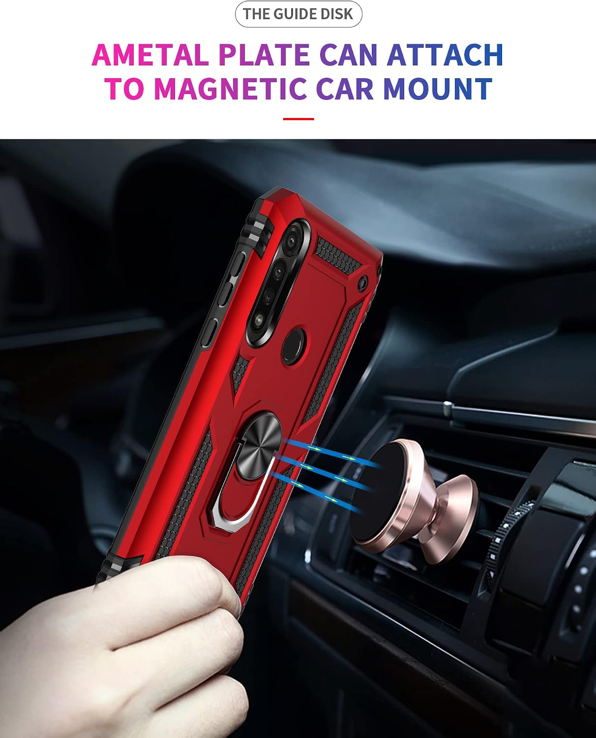 SKTGSLAMY for Moto G Power 2020 Case,with Screen Protector,[Military Grade] 16ft. Drop Tested Heavy Duty Cover with Magnetic Kickstand Car Mount Protective Phone Case for Motorola G Power 2020, Red