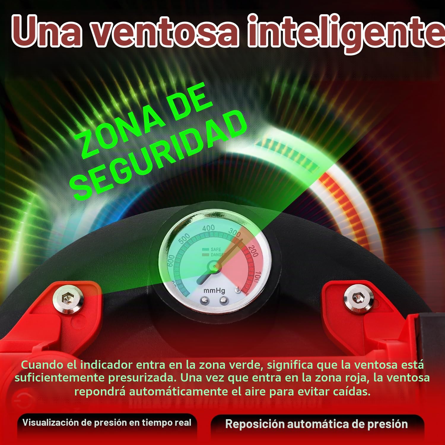 Bonvoisin Ventosa Eléctrica para Azulejos, con Batería de Litio 3000mAh, 440lbs/200kg de Capacidad de Carga, con Manómetro, Caucho de Tres Capas, Adecuado para Vidrio/Ventanas/Acero/Piedra (EU)