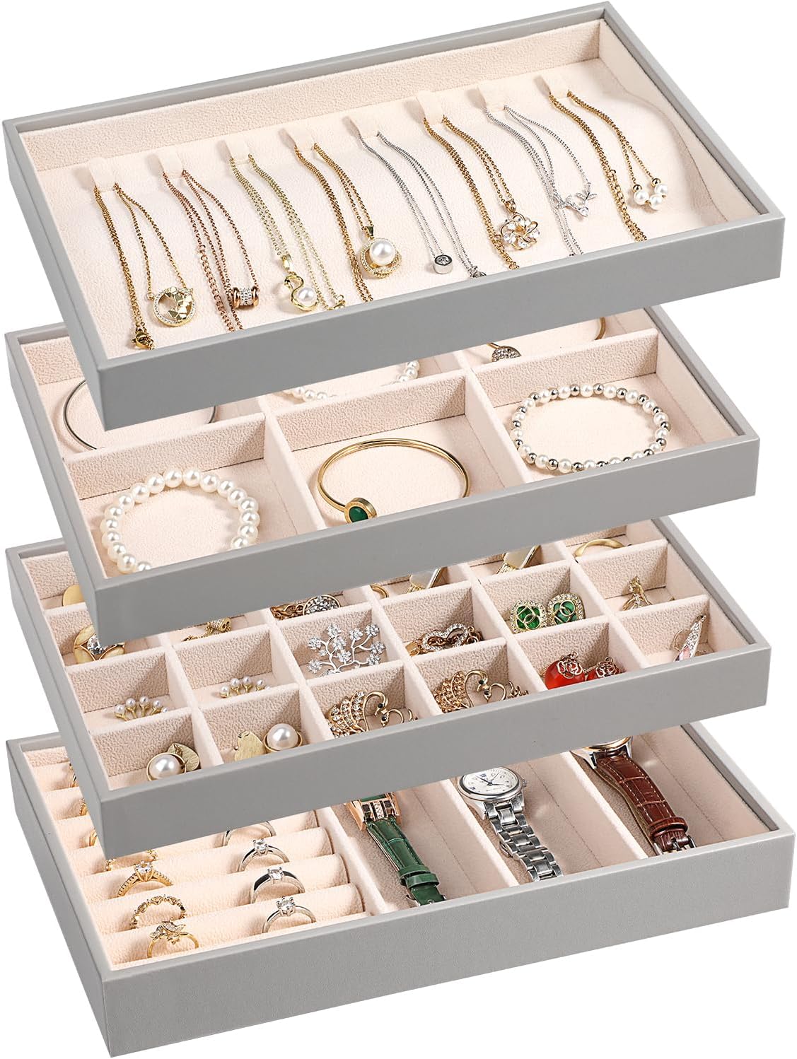 Glenor Co Jewelry Organizer Tray Set of 2 Stackable 6